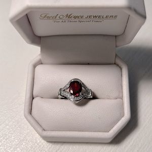 Ruby Cubic Zirconia Sterling Silver Ring